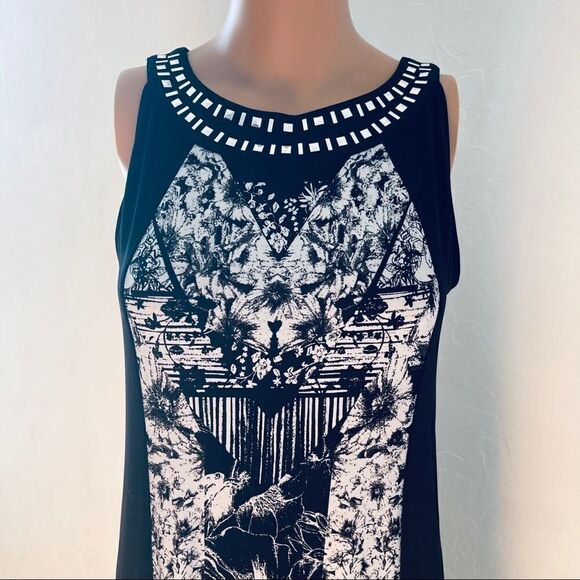 Style&Co Black & White Studded Neckline Maxi Dress MEDIUM - Picture 5 of 13